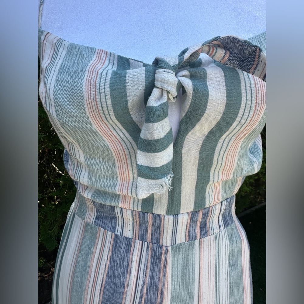 Lulus Promise Sage Green Striped Knotted Front Jumpsuit - Picture 5 of 8